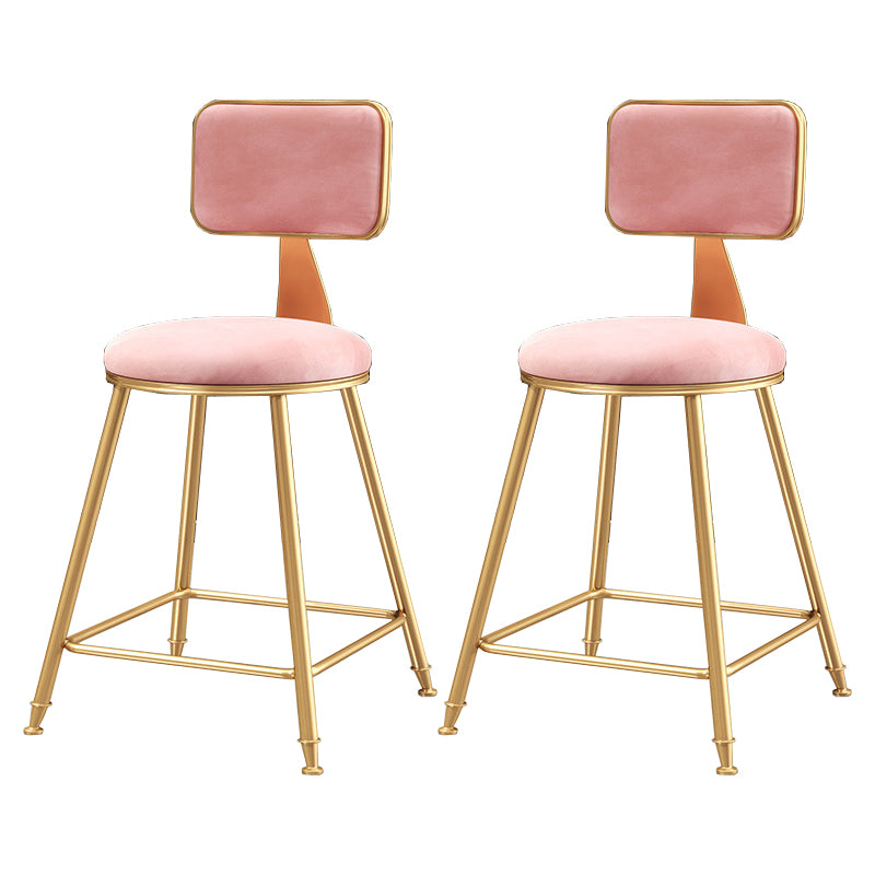 Nordic Style Backrest Counter Stool Iron Cafe Bar Stool with Cushion and Pedal