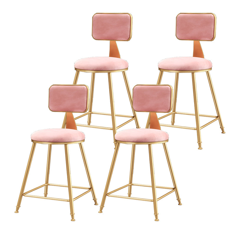 Nordic Style Backrest Counter Stool Iron Cafe Bar Stool with Cushion and Pedal