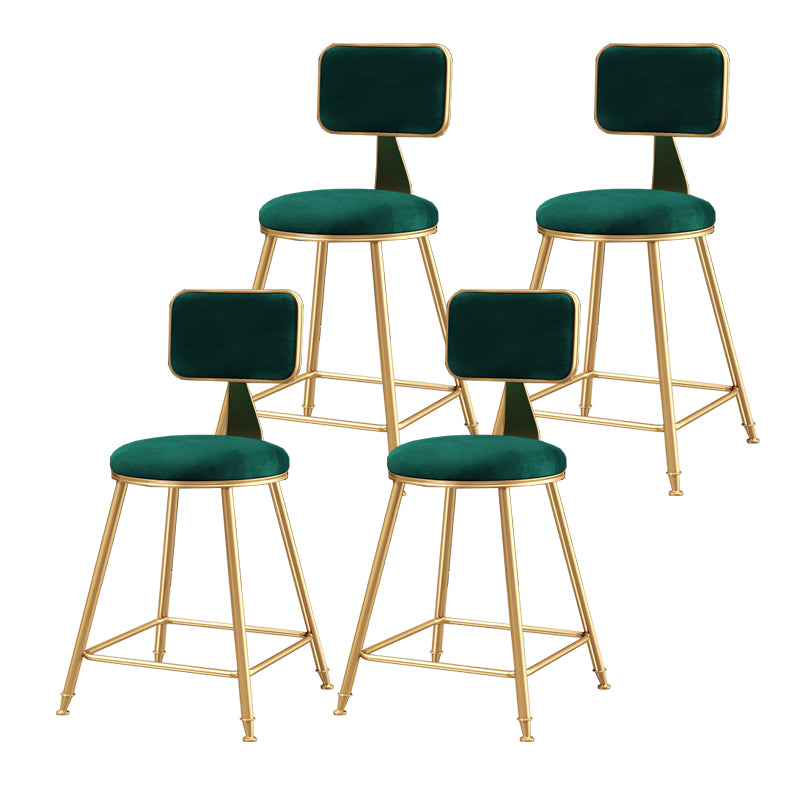 Nordic Style Backrest Counter Stool Iron Cafe Bar Stool with Cushion and Pedal