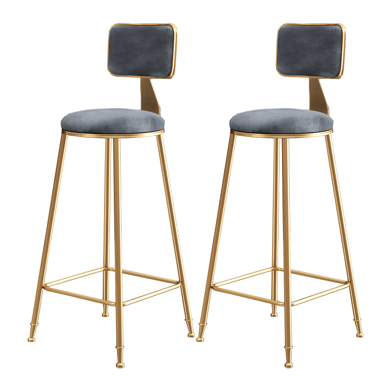 Nordic Style Backrest Counter Stool Iron Cafe Bar Stool with Cushion and Pedal