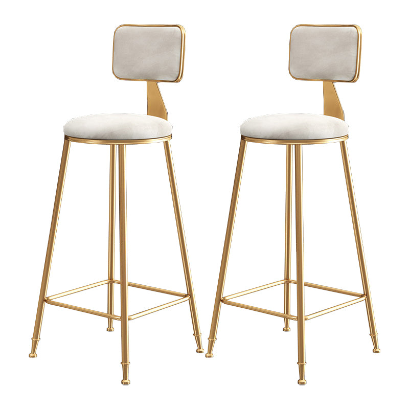 Nordic Style Backrest Counter Stool Iron Cafe Bar Stool with Cushion and Pedal