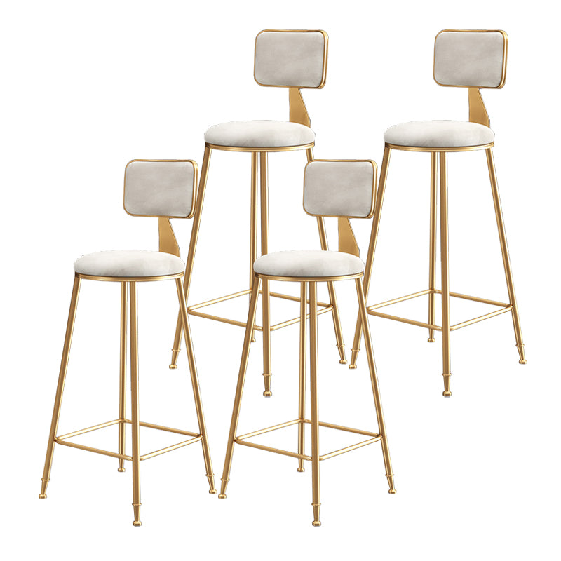 Nordic Style Backrest Counter Stool Iron Cafe Bar Stool with Cushion and Pedal