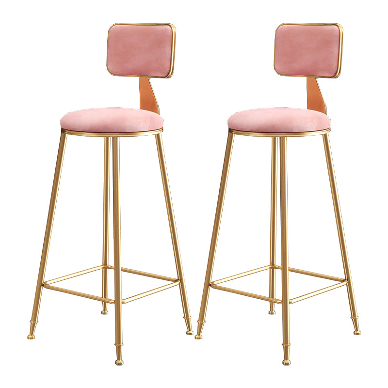 Nordic Style Backrest Counter Stool Iron Cafe Bar Stool with Cushion and Pedal