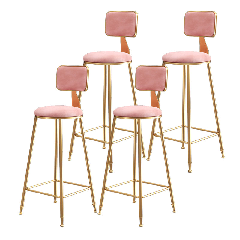 Nordic Style Backrest Counter Stool Iron Cafe Bar Stool with Cushion and Pedal