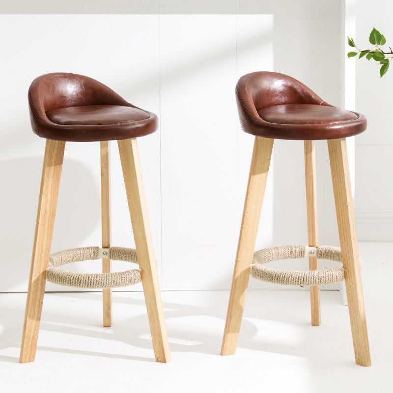 Contemporary Matte Finish Upholstered Bar Stools Restaurant Footrest Stool