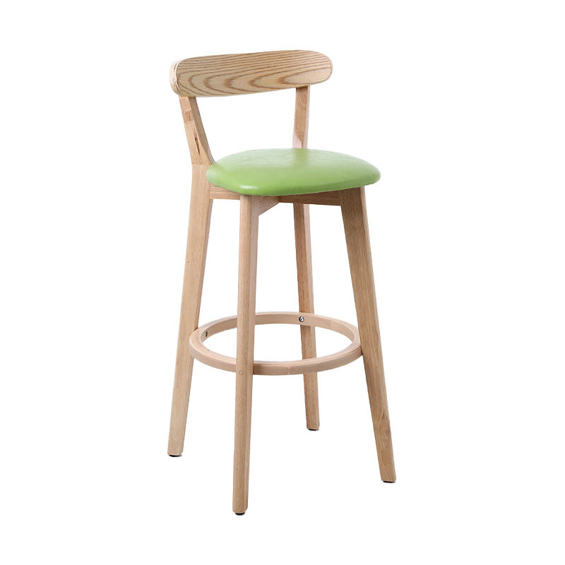 Scandinavian Rubberwood Coffee Shop Stool Footrest Upholstered Bar Stools