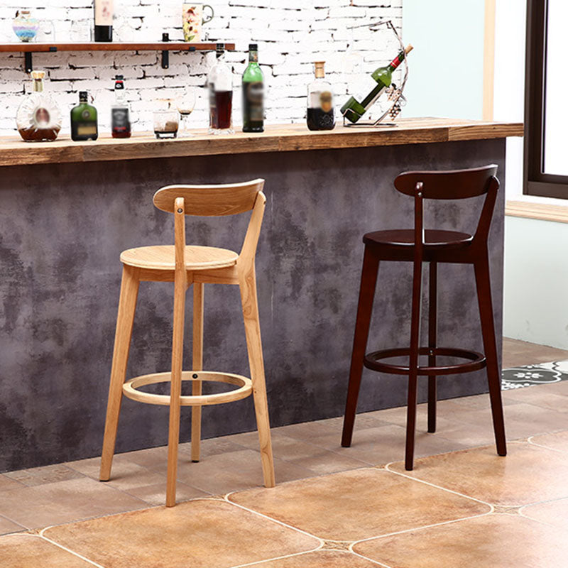 Scandinavian Rubberwood Coffee Shop Stool Footrest Upholstered Bar Stools