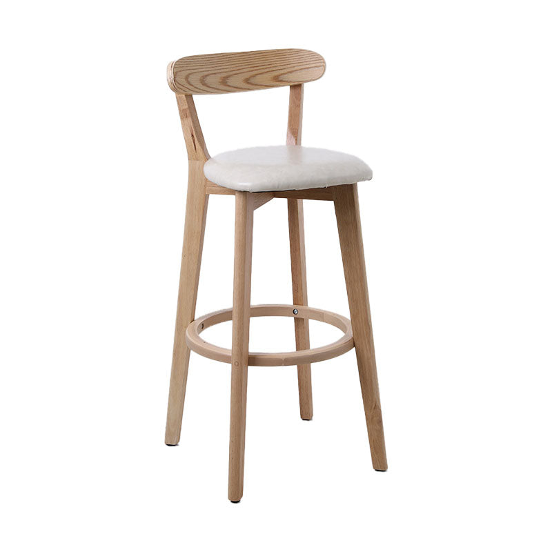 Scandinavian Rubberwood Coffee Shop Stool Footrest Upholstered Bar Stools