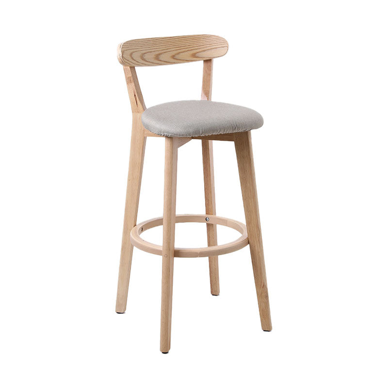 Scandinavian Rubberwood Coffee Shop Stool Footrest Upholstered Bar Stools