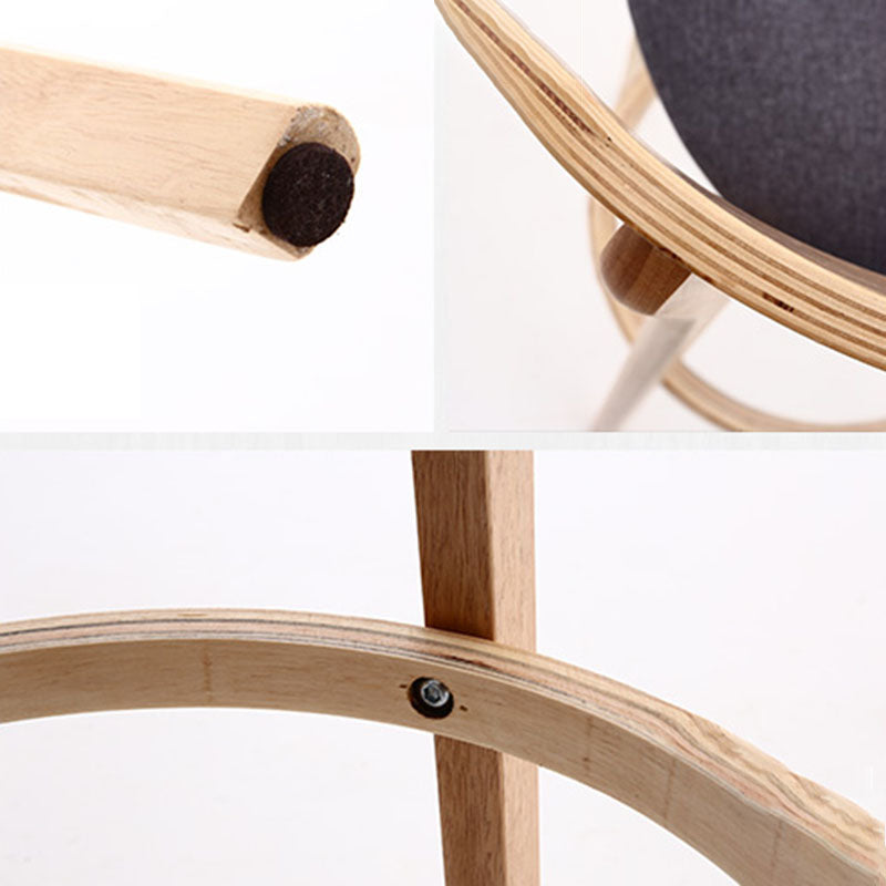Scandinavian Rubberwood Coffee Shop Stool Footrest Upholstered Bar Stools