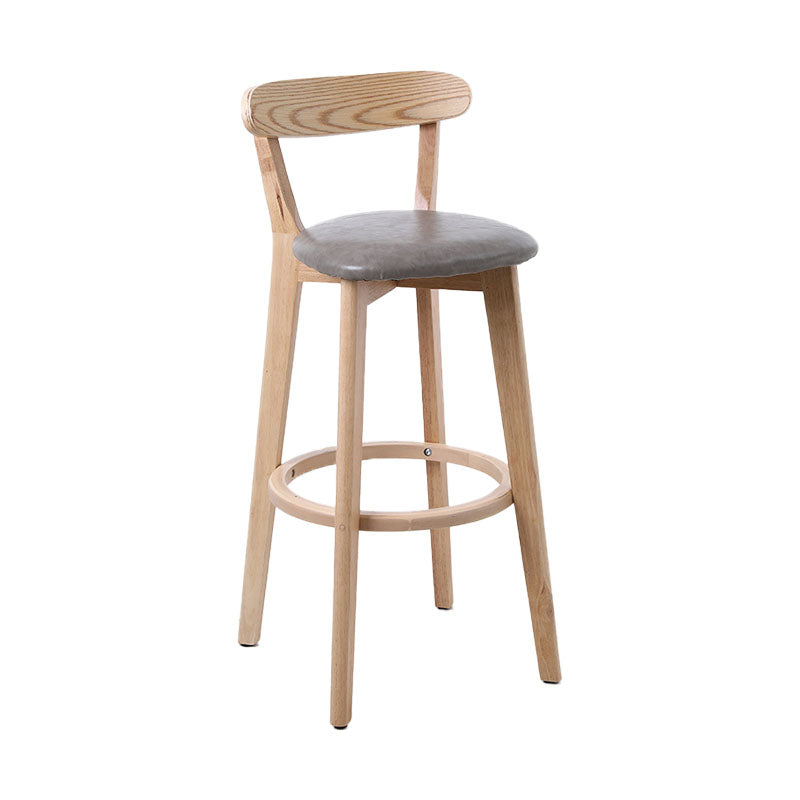 Scandinavian Rubberwood Coffee Shop Stool Footrest Upholstered Bar Stools