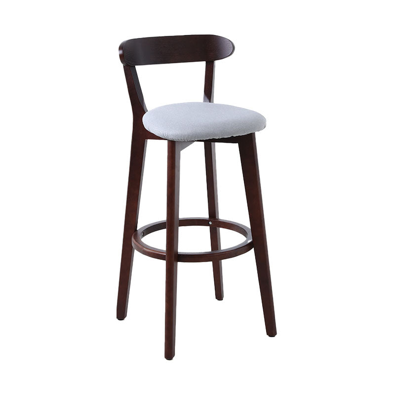 Scandinavian Rubberwood Coffee Shop Stool Footrest Upholstered Bar Stools