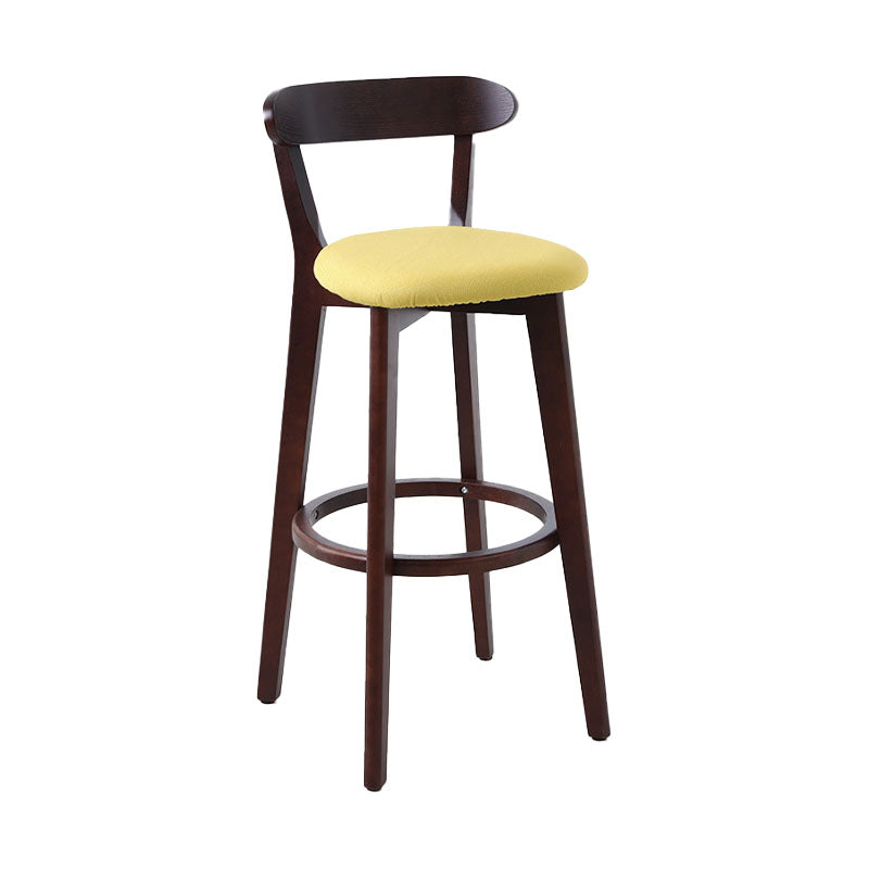Scandinavian Rubberwood Coffee Shop Stool Footrest Upholstered Bar Stools