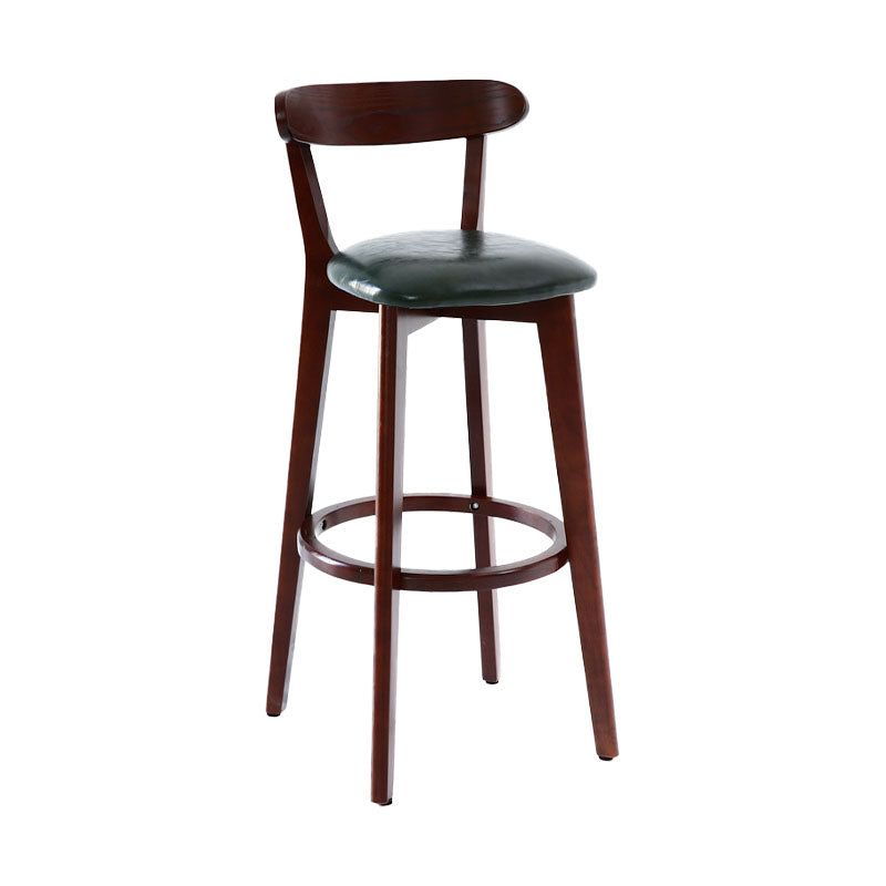 Scandinavian Rubberwood Coffee Shop Stool Footrest Upholstered Bar Stools