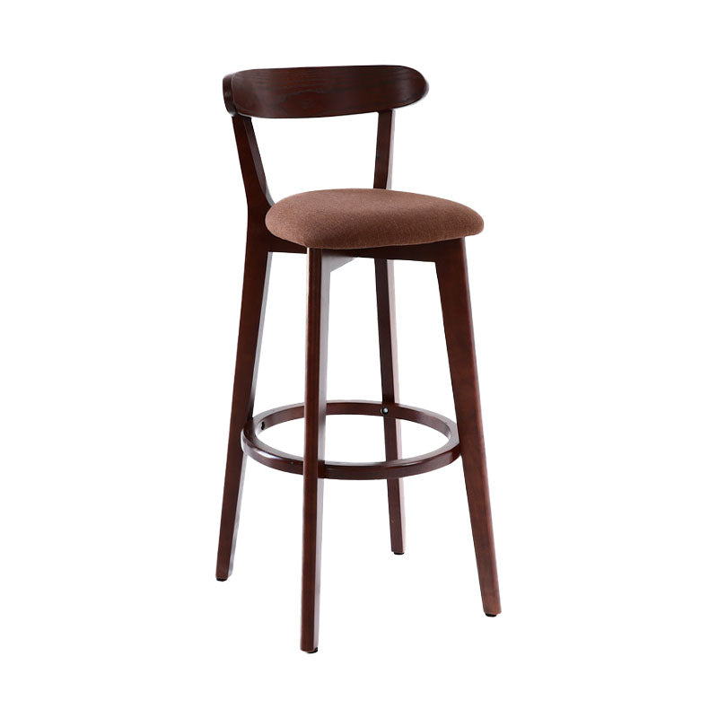 Scandinavian Rubberwood Coffee Shop Stool Footrest Upholstered Bar Stools