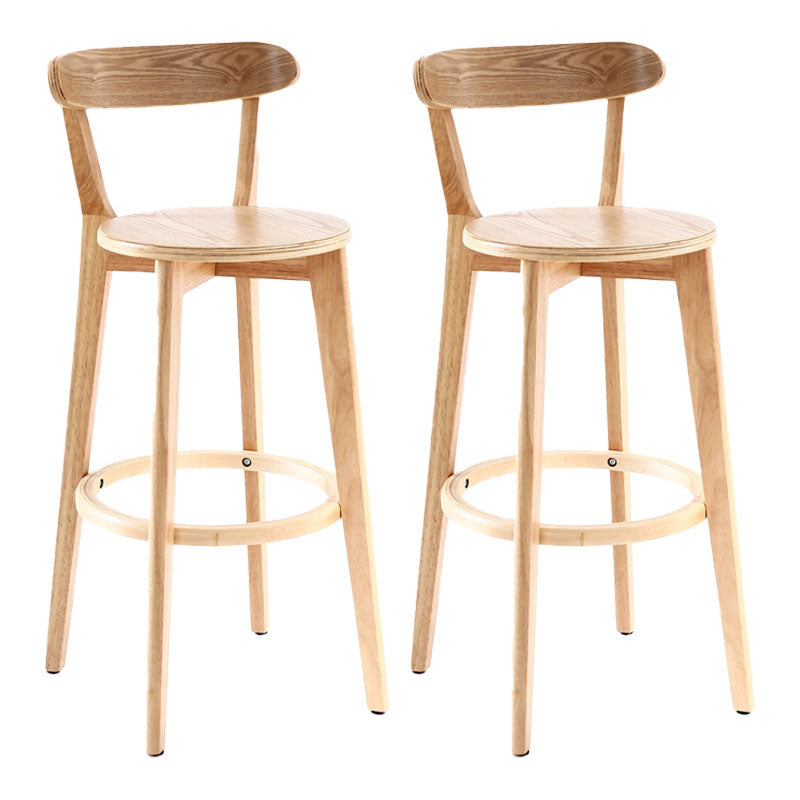 Scandinavian Rubberwood Coffee Shop Stool Footrest Upholstered Bar Stools