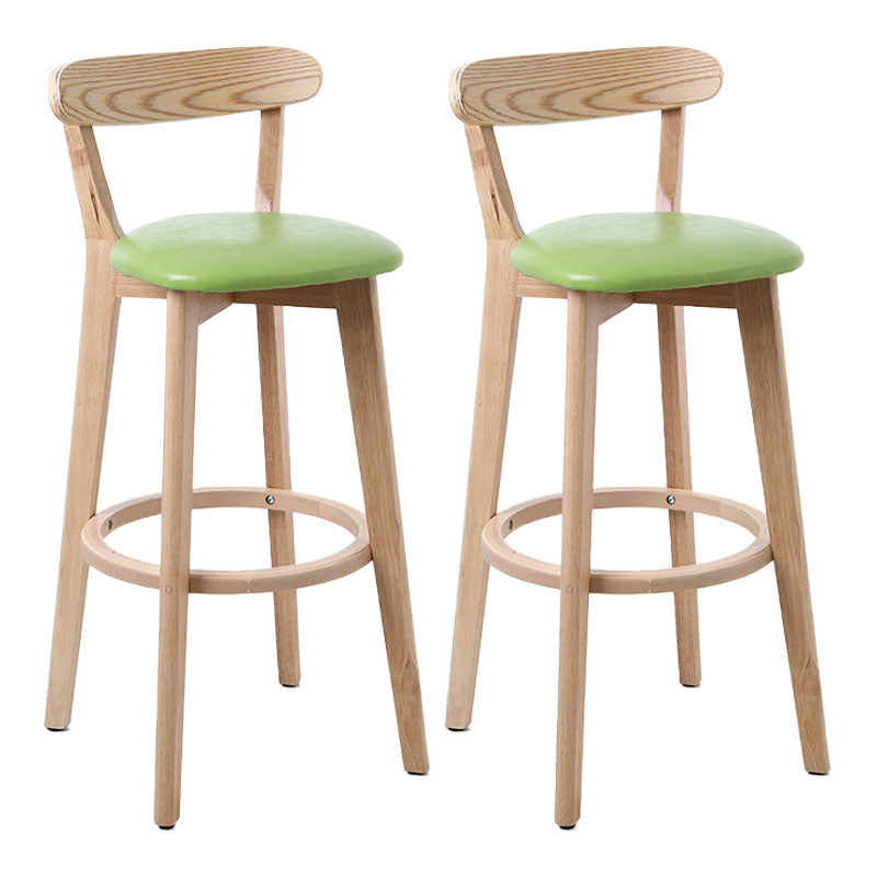 Scandinavian Rubberwood Coffee Shop Stool Footrest Upholstered Bar Stools