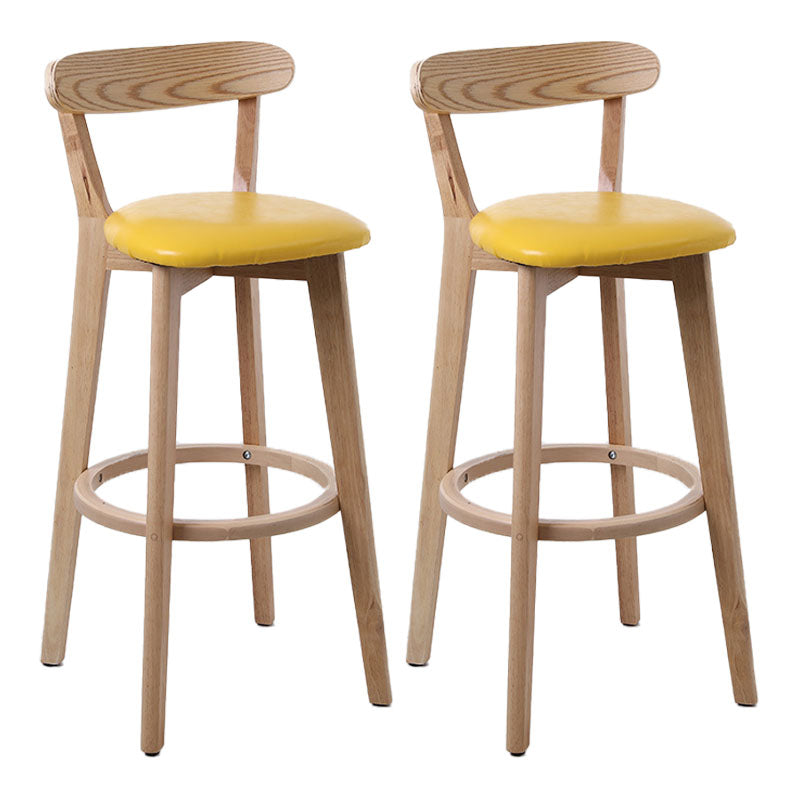 Scandinavian Rubberwood Coffee Shop Stool Footrest Upholstered Bar Stools