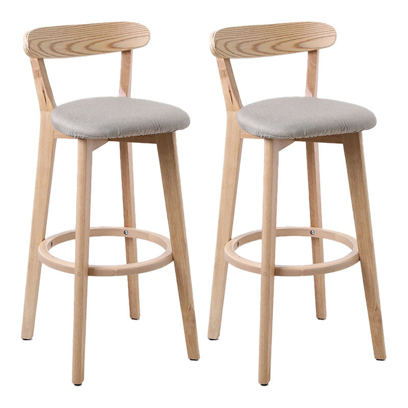 Scandinavian Rubberwood Coffee Shop Stool Footrest Upholstered Bar Stools