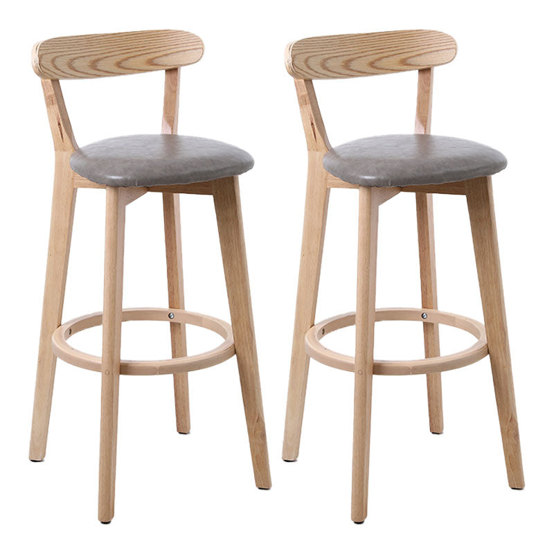 Scandinavian Rubberwood Coffee Shop Stool Footrest Upholstered Bar Stools