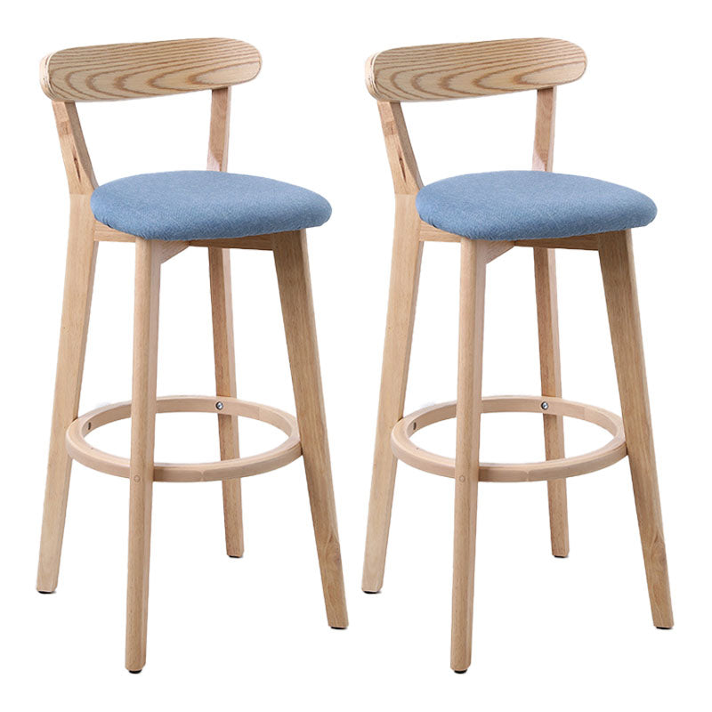 Scandinavian Rubberwood Coffee Shop Stool Footrest Upholstered Bar Stools