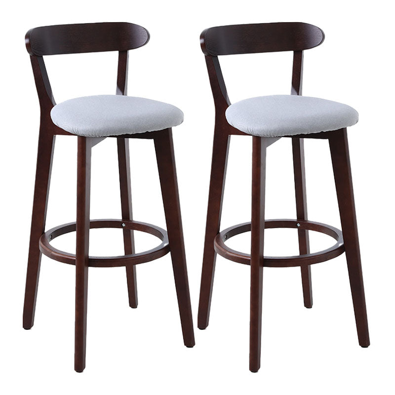 Scandinavian Rubberwood Coffee Shop Stool Footrest Upholstered Bar Stools