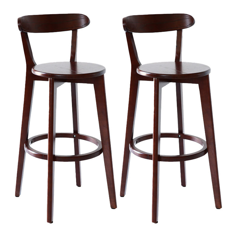 Scandinavian Rubberwood Coffee Shop Stool Footrest Upholstered Bar Stools