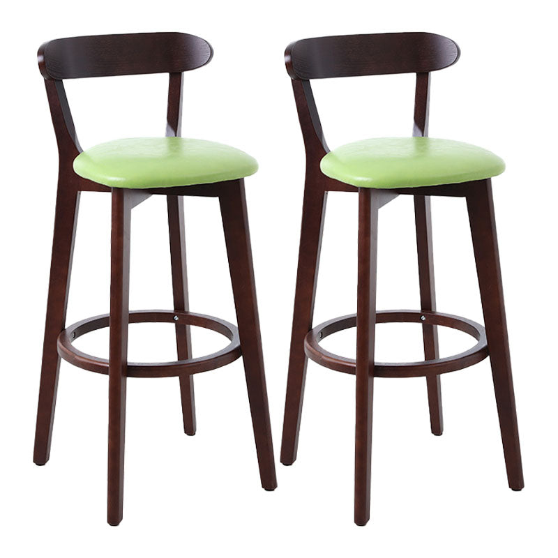 Scandinavian Rubberwood Coffee Shop Stool Footrest Upholstered Bar Stools
