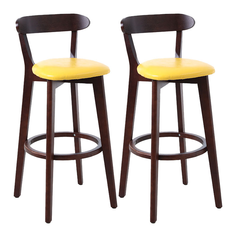 Scandinavian Rubberwood Coffee Shop Stool Footrest Upholstered Bar Stools