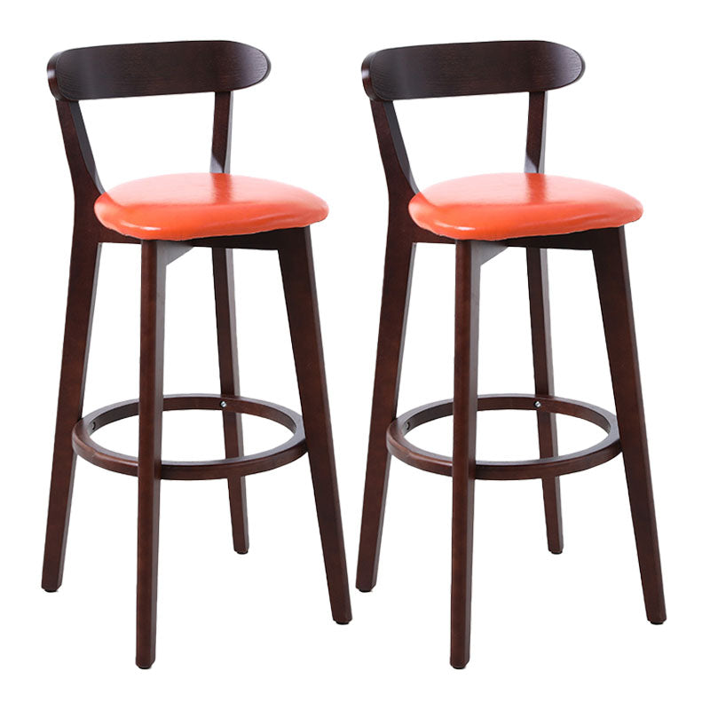 Scandinavian Rubberwood Coffee Shop Stool Footrest Upholstered Bar Stools