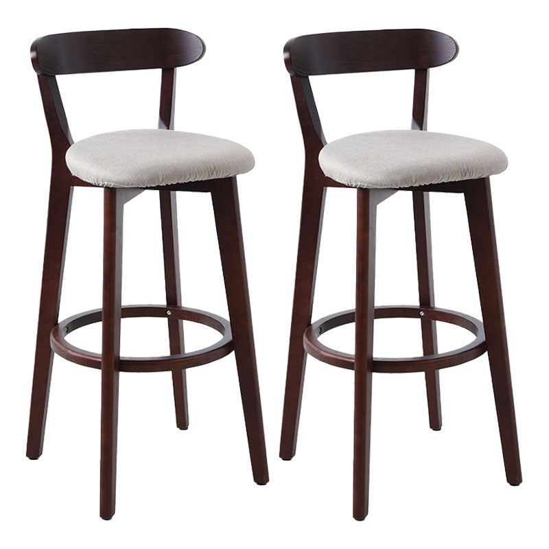 Scandinavian Rubberwood Coffee Shop Stool Footrest Upholstered Bar Stools