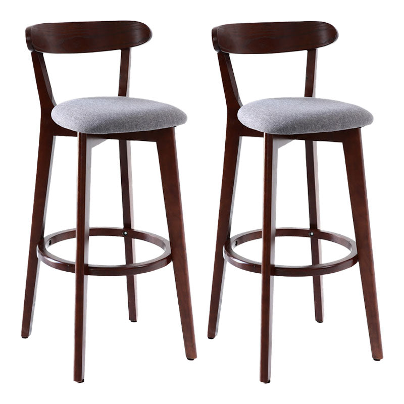 Scandinavian Rubberwood Coffee Shop Stool Footrest Upholstered Bar Stools