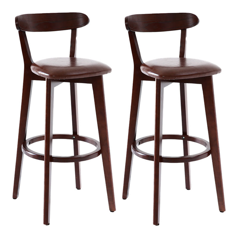 Scandinavian Rubberwood Coffee Shop Stool Footrest Upholstered Bar Stools