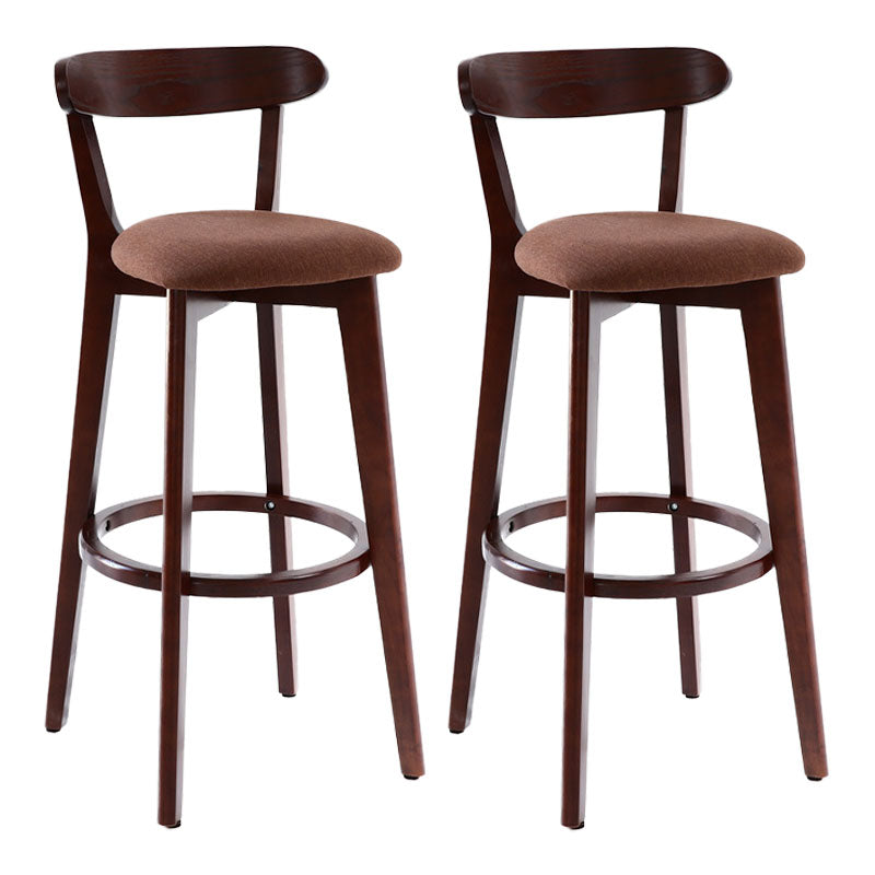 Scandinavian Rubberwood Coffee Shop Stool Footrest Upholstered Bar Stools