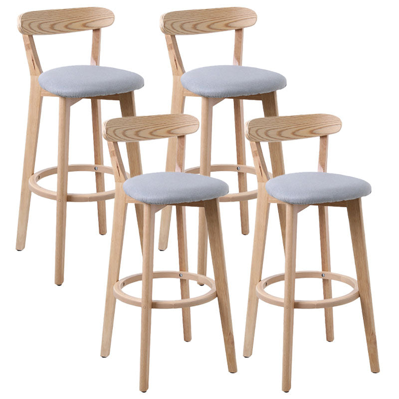 Scandinavian Rubberwood Coffee Shop Stool Footrest Upholstered Bar Stools