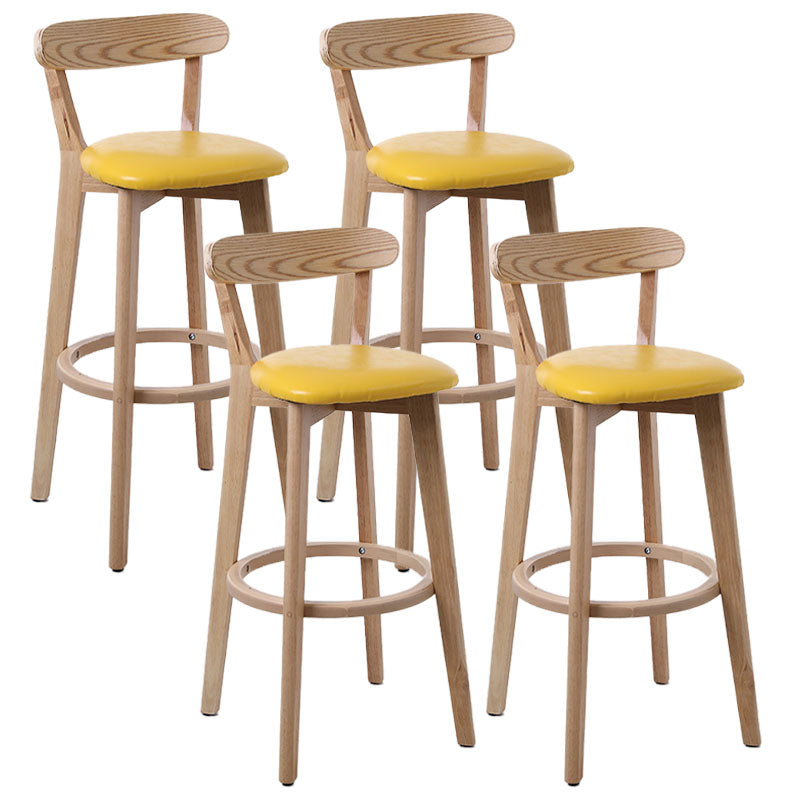Scandinavian Rubberwood Coffee Shop Stool Footrest Upholstered Bar Stools