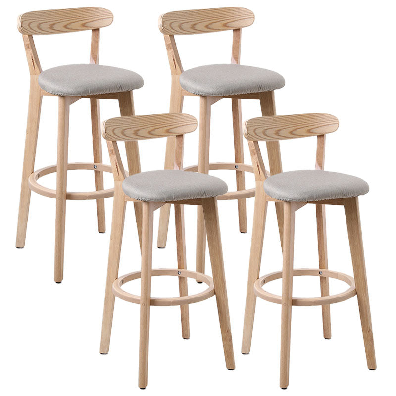 Scandinavian Rubberwood Coffee Shop Stool Footrest Upholstered Bar Stools