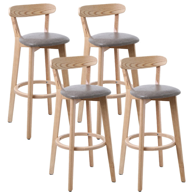 Scandinavian Rubberwood Coffee Shop Stool Footrest Upholstered Bar Stools