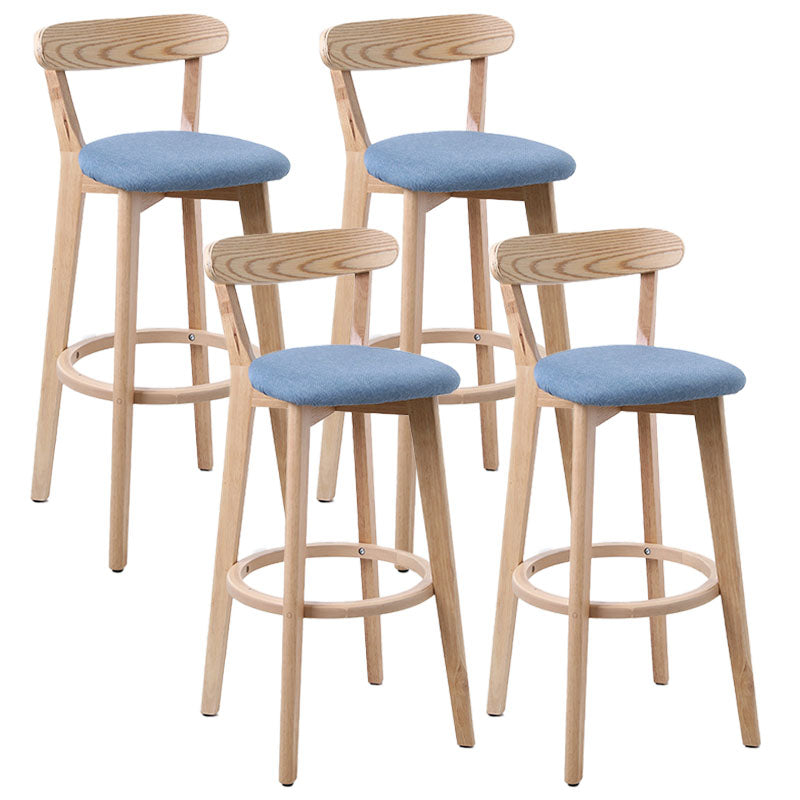 Scandinavian Rubberwood Coffee Shop Stool Footrest Upholstered Bar Stools