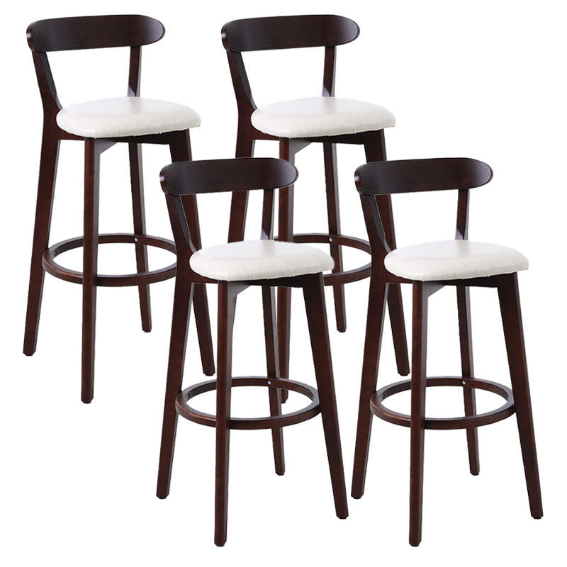 Scandinavian Rubberwood Coffee Shop Stool Footrest Upholstered Bar Stools