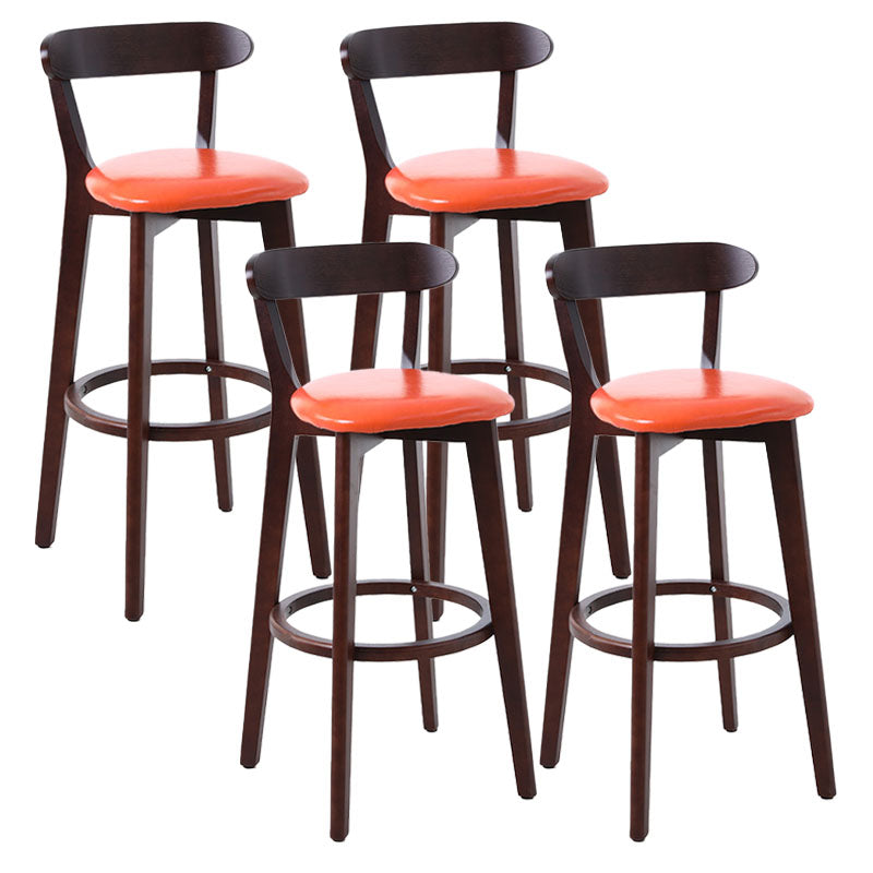 Scandinavian Rubberwood Coffee Shop Stool Footrest Upholstered Bar Stools
