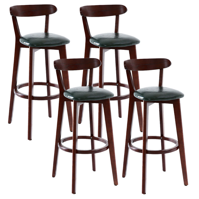 Scandinavian Rubberwood Coffee Shop Stool Footrest Upholstered Bar Stools