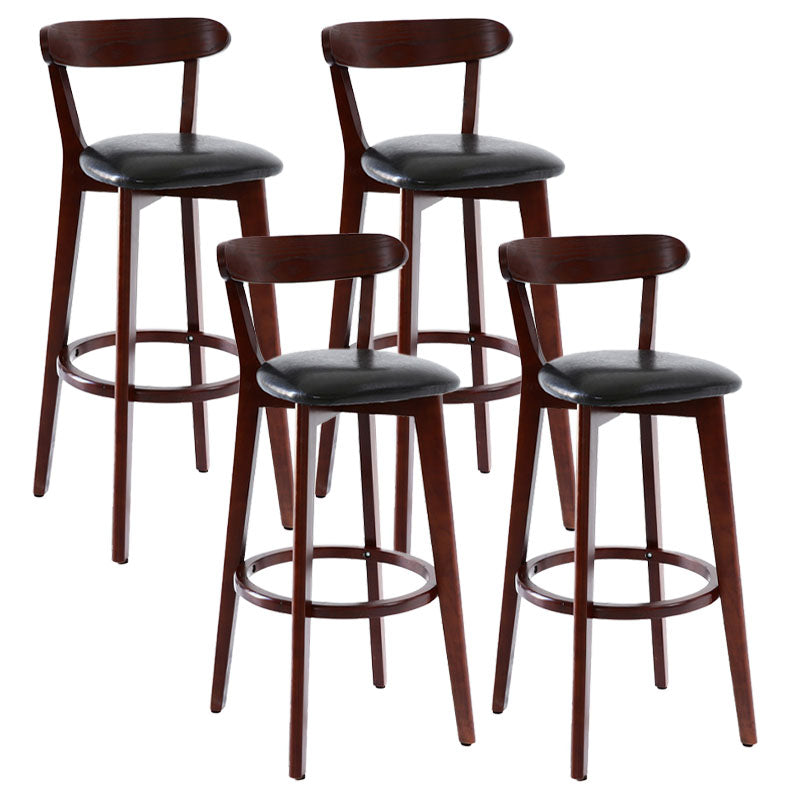 Scandinavian Rubberwood Coffee Shop Stool Footrest Upholstered Bar Stools