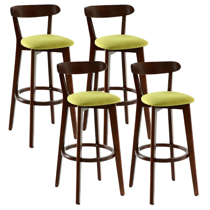 Scandinavian Rubberwood Coffee Shop Stool Footrest Upholstered Bar Stools