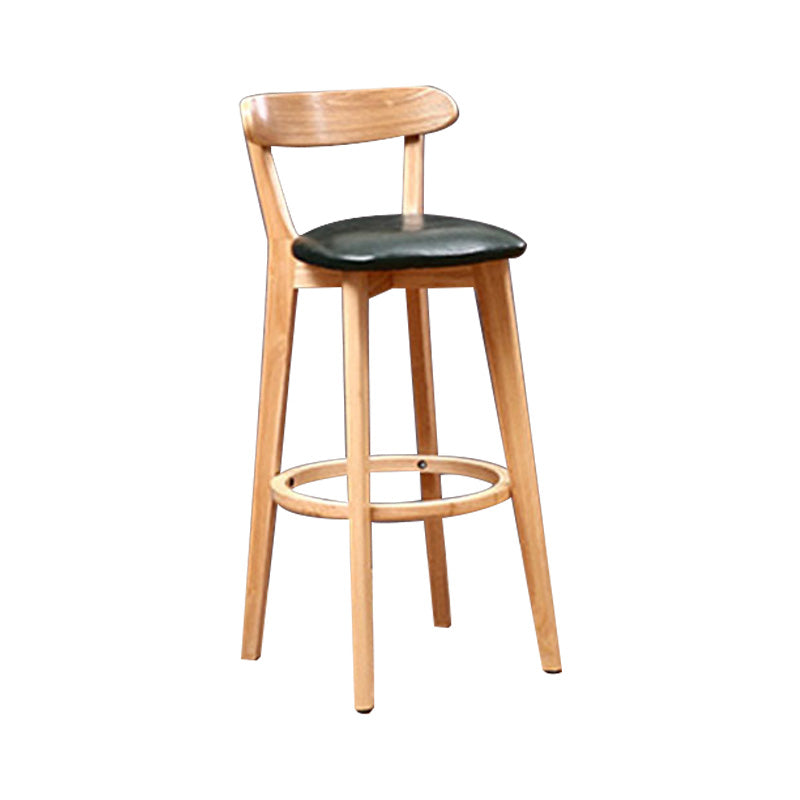 Scandinavian Rubberwood Coffee Shop Stool Footrest Upholstered Bar Stools