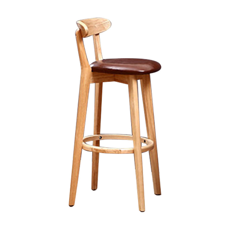 Scandinavian Rubberwood Coffee Shop Stool Footrest Upholstered Bar Stools