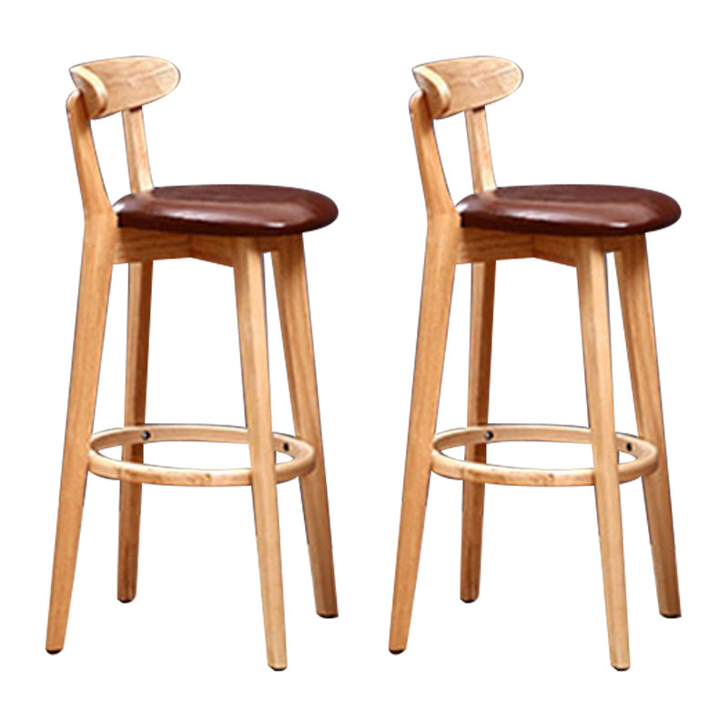 Scandinavian Rubberwood Coffee Shop Stool Footrest Upholstered Bar Stools