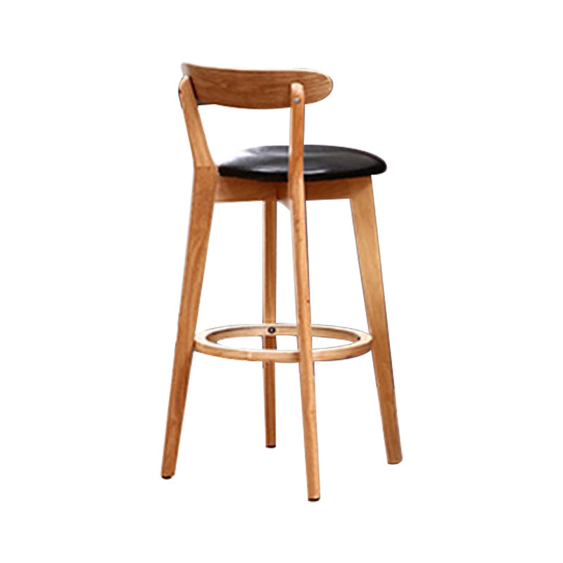 Scandinavian Rubberwood Coffee Shop Stool Footrest Upholstered Bar Stools