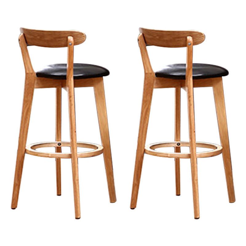 Scandinavian Rubberwood Coffee Shop Stool Footrest Upholstered Bar Stools