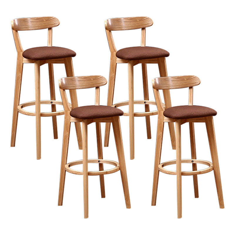 Scandinavian Rubberwood Coffee Shop Stool Footrest Upholstered Bar Stools